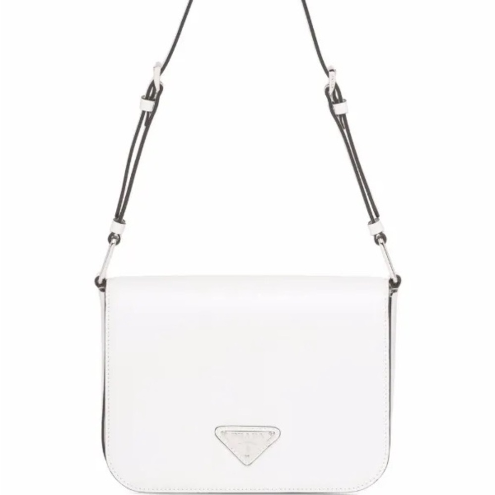 Prada brushed leather shoulder bag adjustable detachable strap White